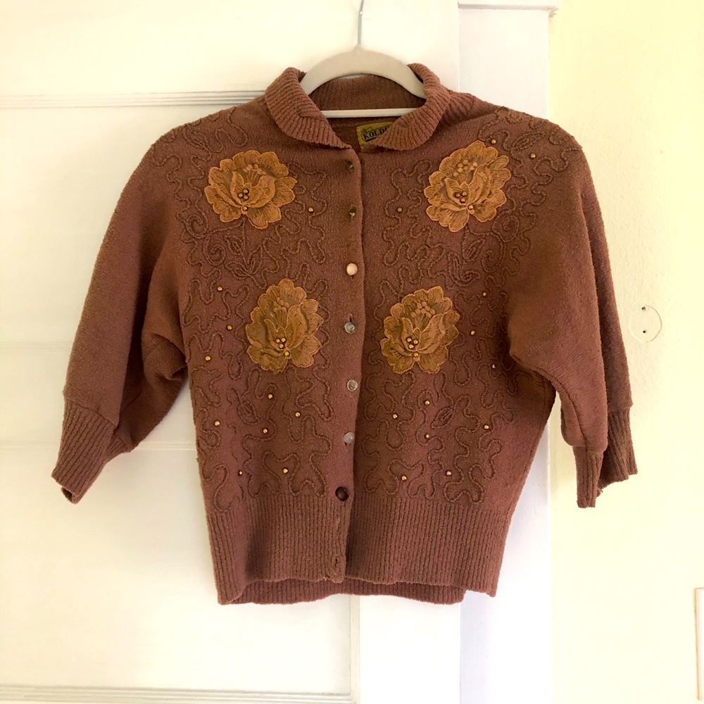 Vintage 100% Wool Chenille Cardigan